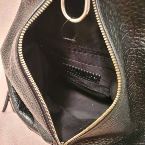 REBECCA MINKOFF LARGE BLACK PEBBLED LEATHER  \